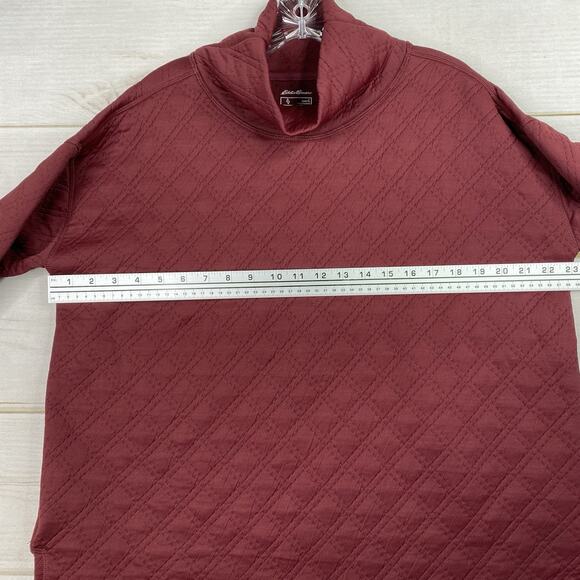 Eddie Bauer Sweater Women L Ascents Burgundy Quilted Pullover Mock Neck Top - Picture 5 of 9